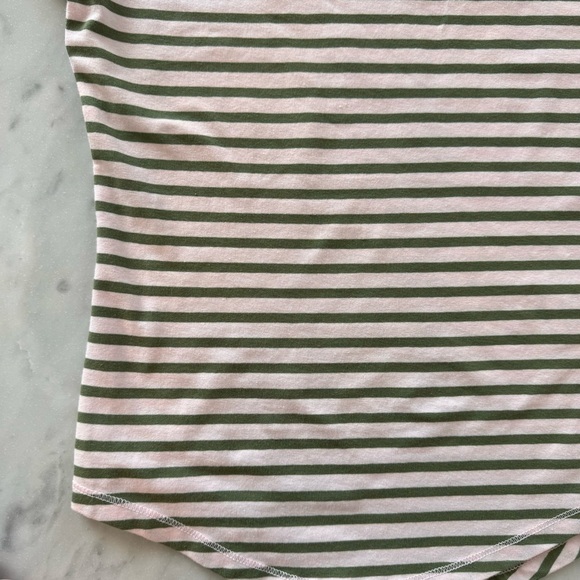 Pilcro Anthropologie XXS Short Sleeve Baby Tee NWT Green Striped Cozy Cotton - Picture 4 of 8